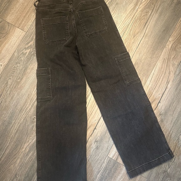 Abercrombie & Fitch A&F Kids Girls Youth High Rise Wide Leg Jeans Black 9/10 - Picture 3 of 5